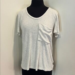 TOBI ivory ribbed slouchy pocket tshirt